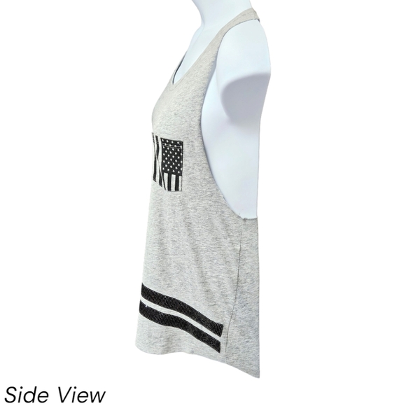 VS PINK Gray & Black Shiny Sequin PINK Logo Tank Top - Picture 4 of 12